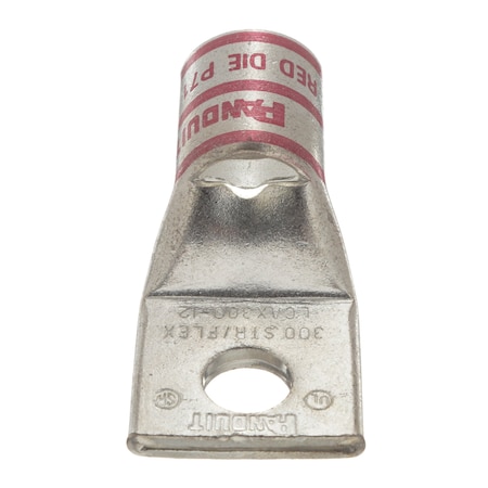 Panduit One-Hole Compression Lug, 1 to 2 in Stud, Standard Barrel, Copper, Red LCAX300-12-6